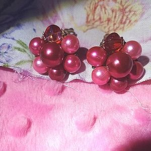 Vintage Fushia and Pink Clip On Earrings